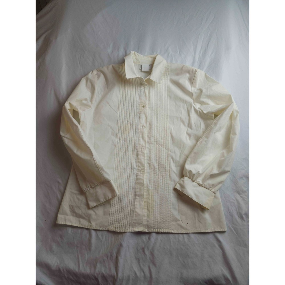Lucia Shirt Womens Size 8 White Pintuck Button Up Long Sleeve Office Career